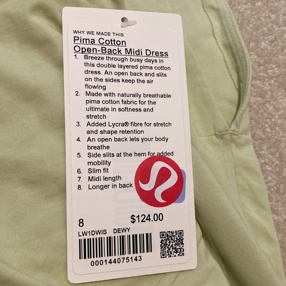 NWT - Pima Cotton Open-Back Midi Dress - Dewy - Picture 7 of 7